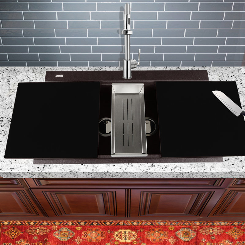 Plymouth 34'' L Double Basin Kitchen Sink, Brown