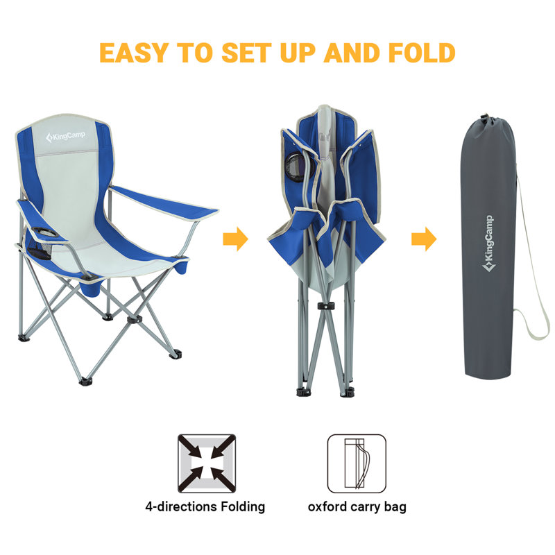 Arlmont & Co. Lightweight Folding Outdoor Camping Lounge Chair, Blue/Grey (2 Pack)