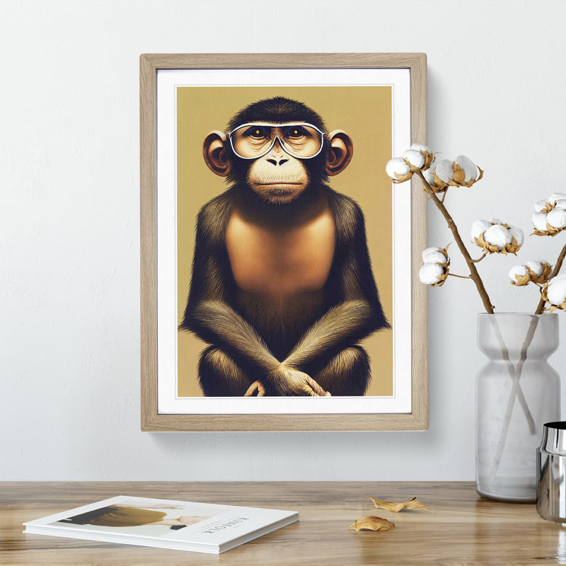 Splendid Monkey - Framed Print, 34cm H x 25cm W x 2cm D, Oak Framed