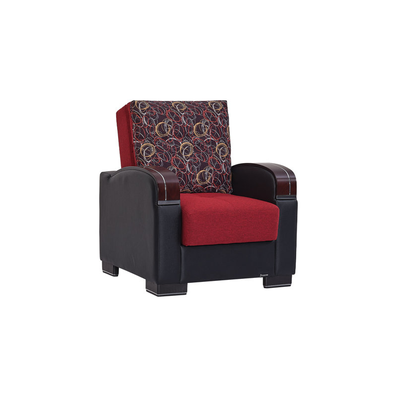 Fauteuil convertible 3-en-1 rembourré en tissu avec rangement Norridge Mobimax, Orange