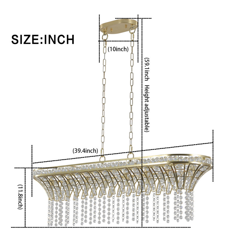 Mercer41 Quashawna 8 - Light Crystal Square / Rectangle Chandelier ...