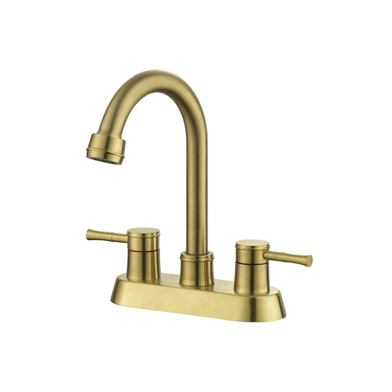 2-Handle Stainless Steel Bathroom Sink Faucet with Swivel Spout, Brushed Gold