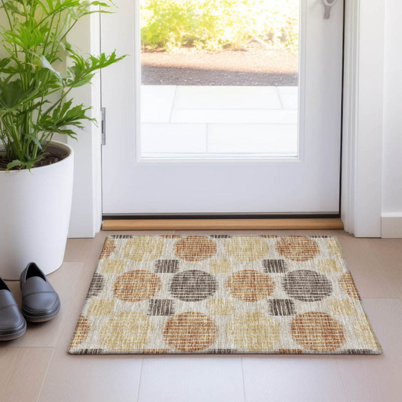 Premium Machine Washable Prisco Tan Rug, Rectangle 1'8" x 2'6"