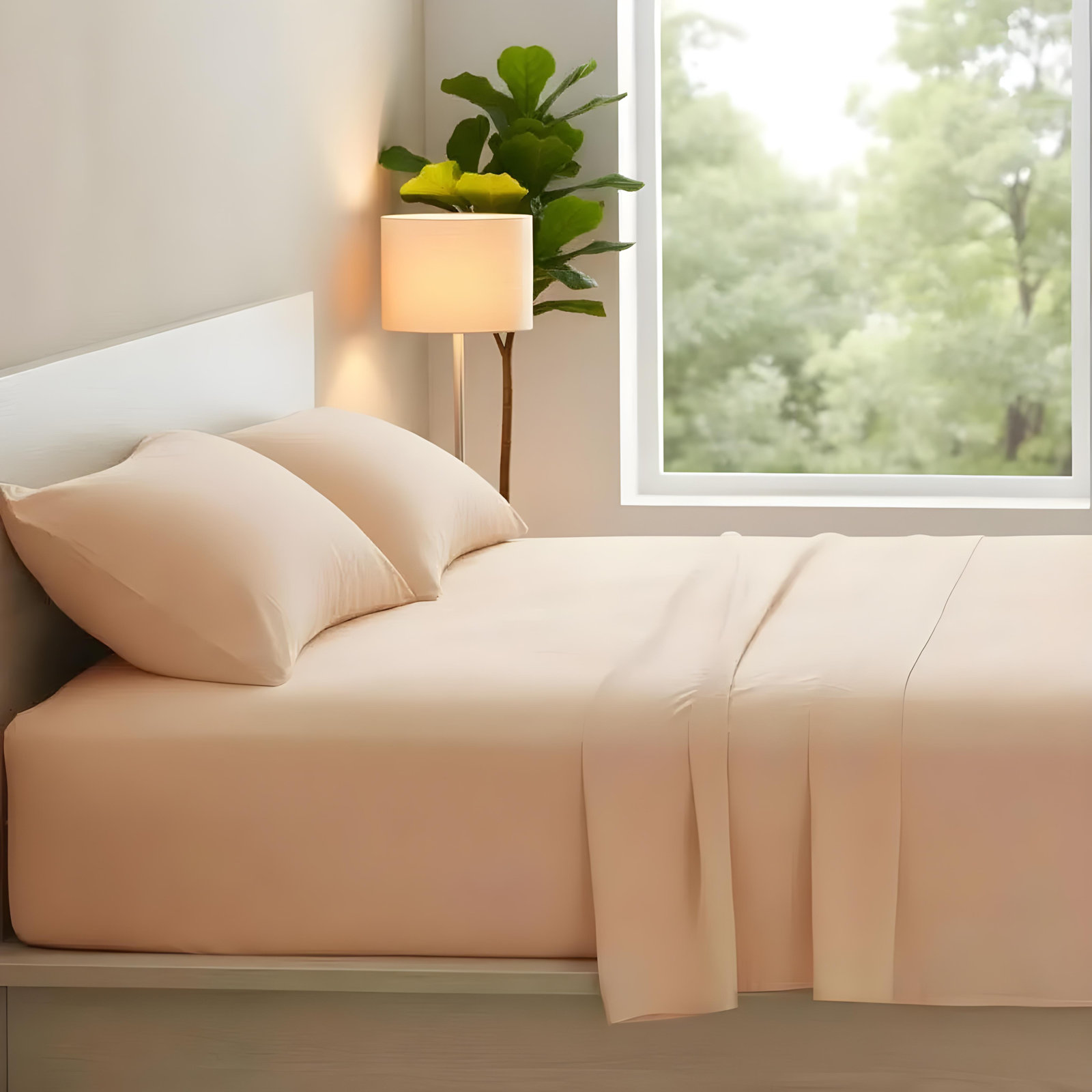 Frazier 100% Linen Machine Woven Sheet Set, Queen Sheet Set with 2 Pillowcases, Apricot