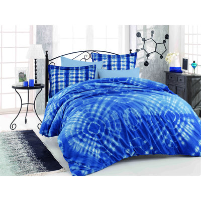 Ensemble de housse de courtepointe 100% coton de qualité supérieure, bleu marine et blanc | Comprend une housse de couette (78,7 x 86,6 po), un drap plat (94,5 x 102,4 po), 2 taies d'oreiller (19,7 x 27,6 po) | Lavable à la machine, doux et respirant, conception élégante