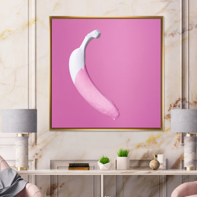 20_Pop Art White Banana On Pink - reproduction d'art sur toile traditionnelle
