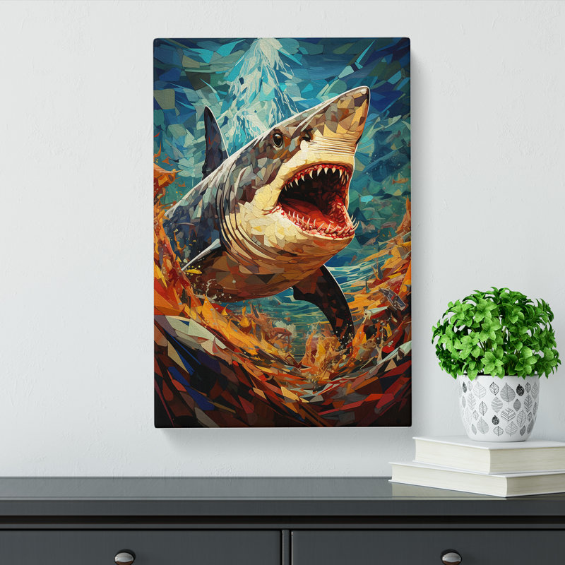 Shark Orphism Art - Wrapped Canvas, 60cm H x 40cm W x 3cm D