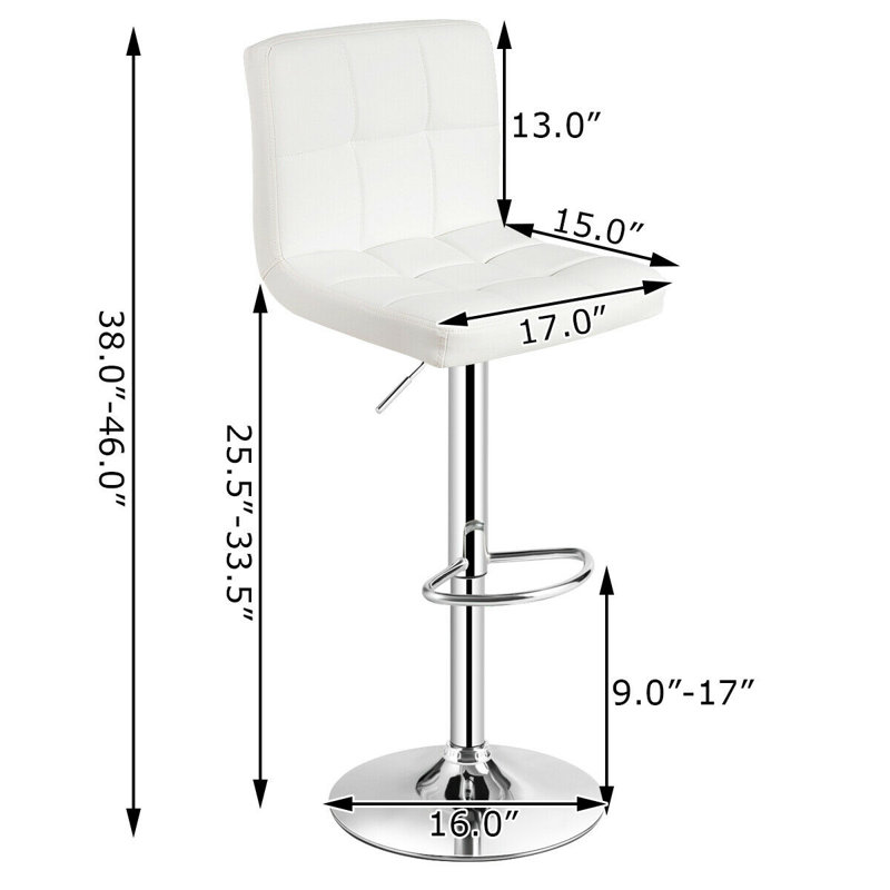 Stuart Swivel Upholstered Adjustable Height Counter Stool with Metal Frame, White