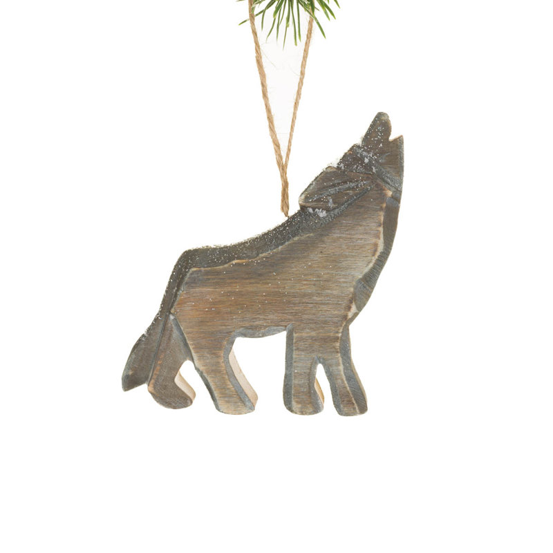 Ornement en bois de frêne loup en bois de 4