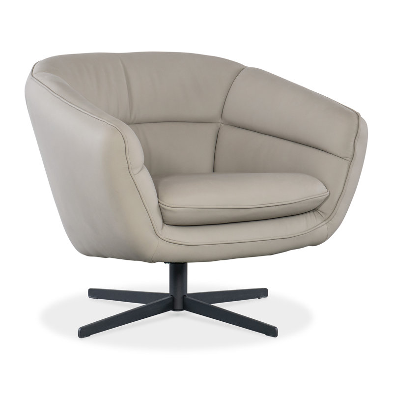 CC Swivel Armchair, Beige Genuine Leather