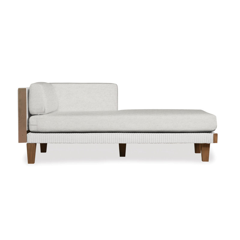 Catalina Outdoor Teak Chaise Lounge, Sandberg Pewter, White