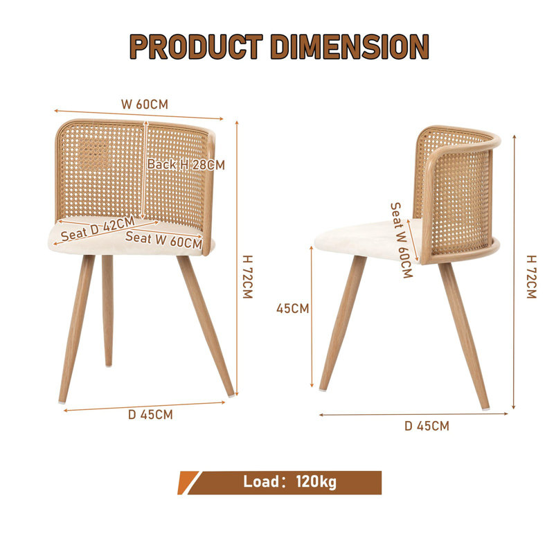 Cotton Upholstered Side Chair in Brown