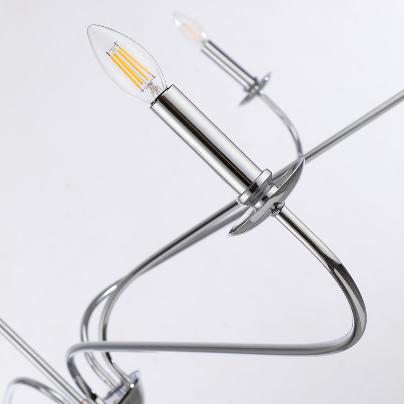 Lustre élégant 6 lumières Lucca, Chrome poli