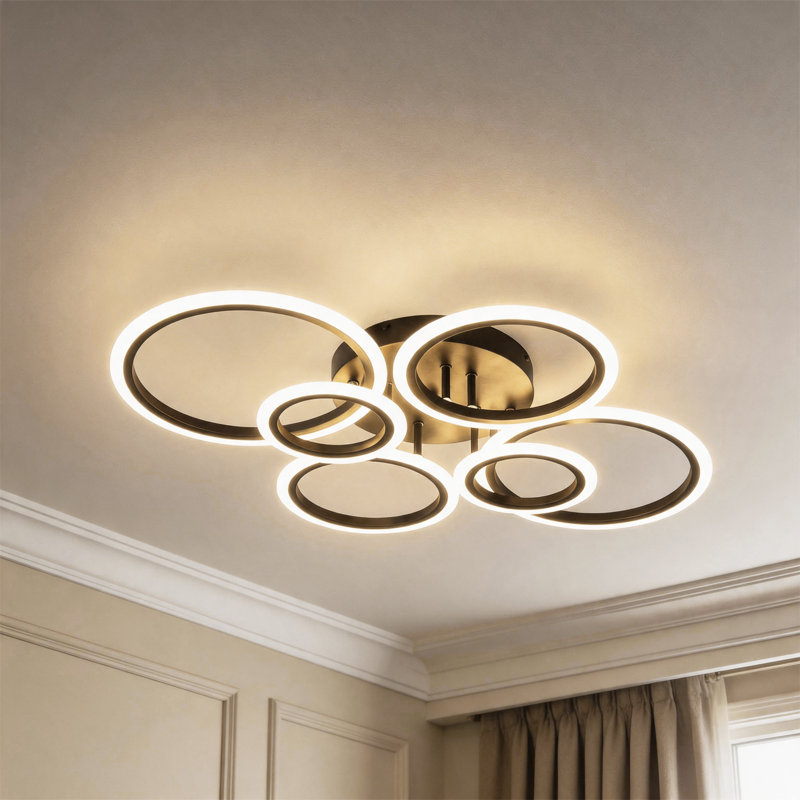 4 - Light  Modern Geometric Semi Flush Mount Ceiling Light, 6, Matte Black