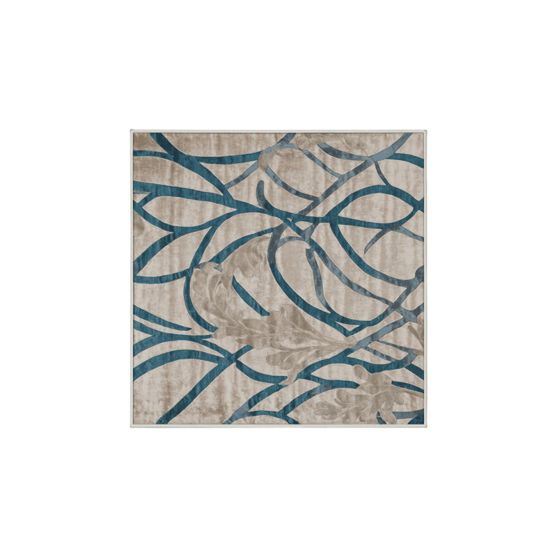 Tapis beige soyeux et moelleux, Carré 3 pi