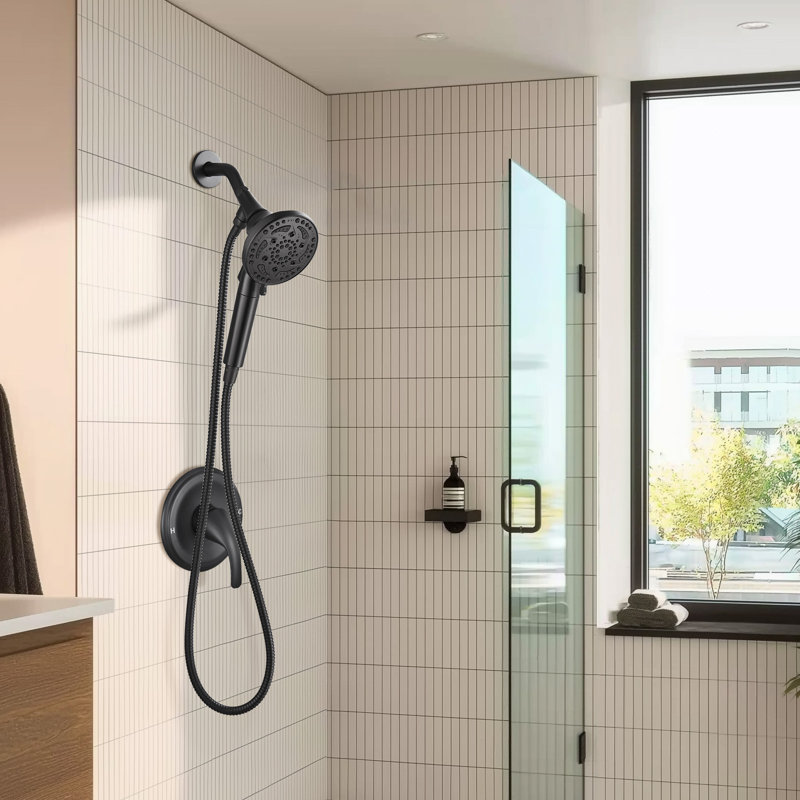 7-Spray Handheld Shower Head with One-Button Detachable Shower Head and Built-in Filter Matte Black, Matte Black