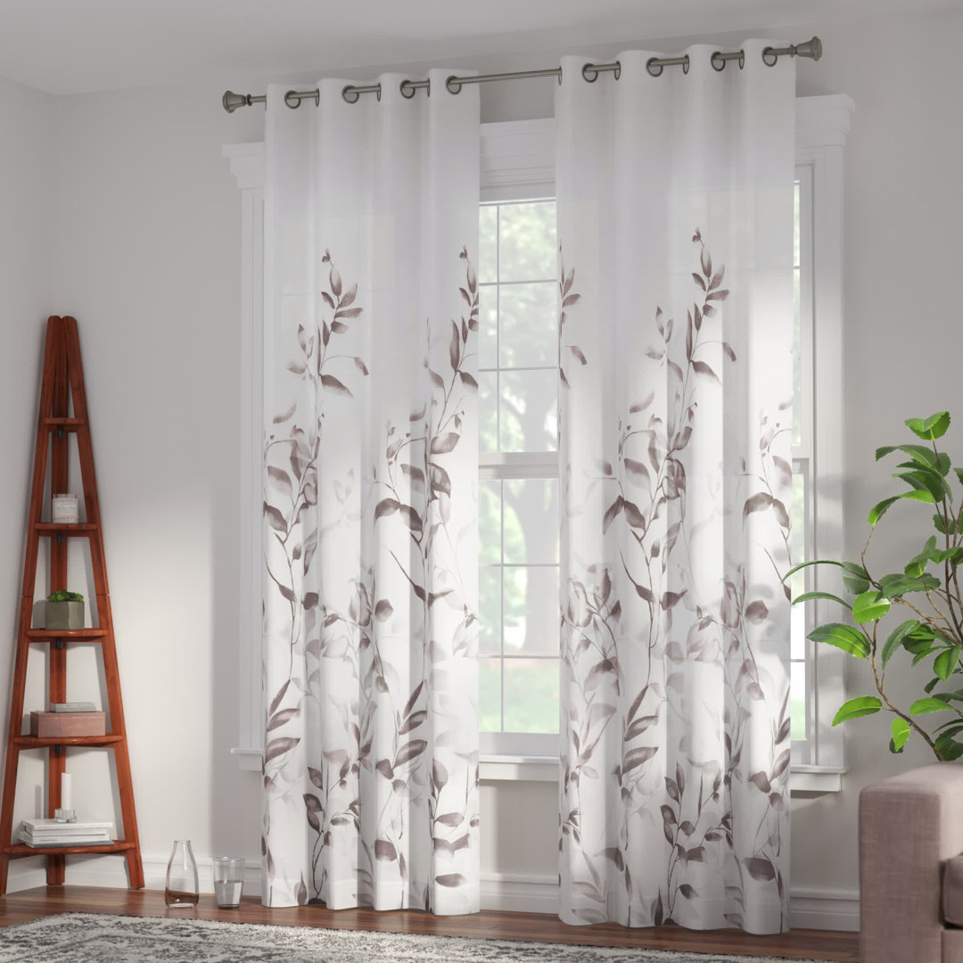 Cecily Floral Printed Burnout Sheer Grommet Single Curtain Panel Madison Park Curtain Color: Mauve Size per Panel: 50" W x 84" L
