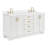 Freitas 67'' Solid Wood Double Bathroom Vanity in White with 1.5'' Pure White Quartz Top, Center, Oval Sink-1944866206-1902177929-1944866193