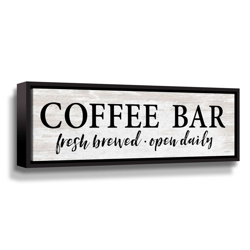 " Coffee Bar - Fresh Brewed ", Black Framed, 8" H x 24" W x 2" D