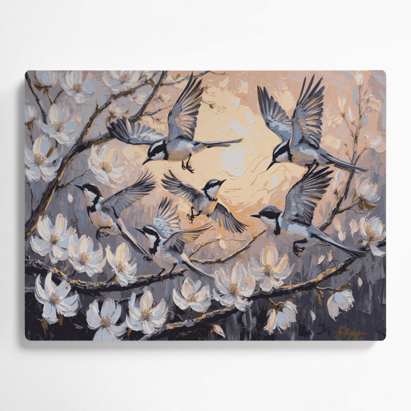Art mural oiseau gris, H 288 po x l 432 po x P 0,05 po