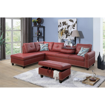Adebisi Faux Leather L-Shaped Sectional