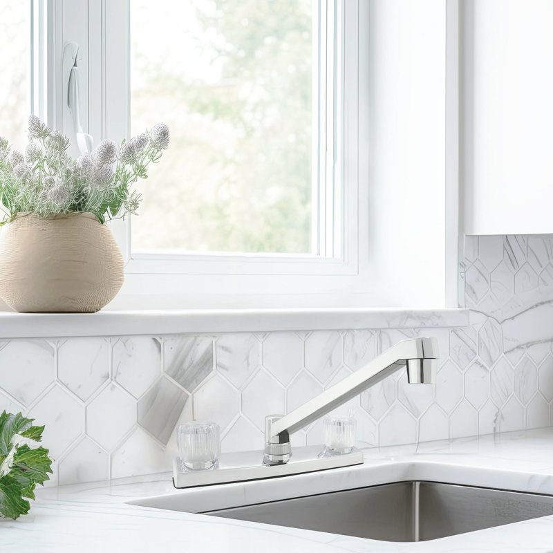 Nonmetal Double Acrylic Handle Kitchen Faucet
