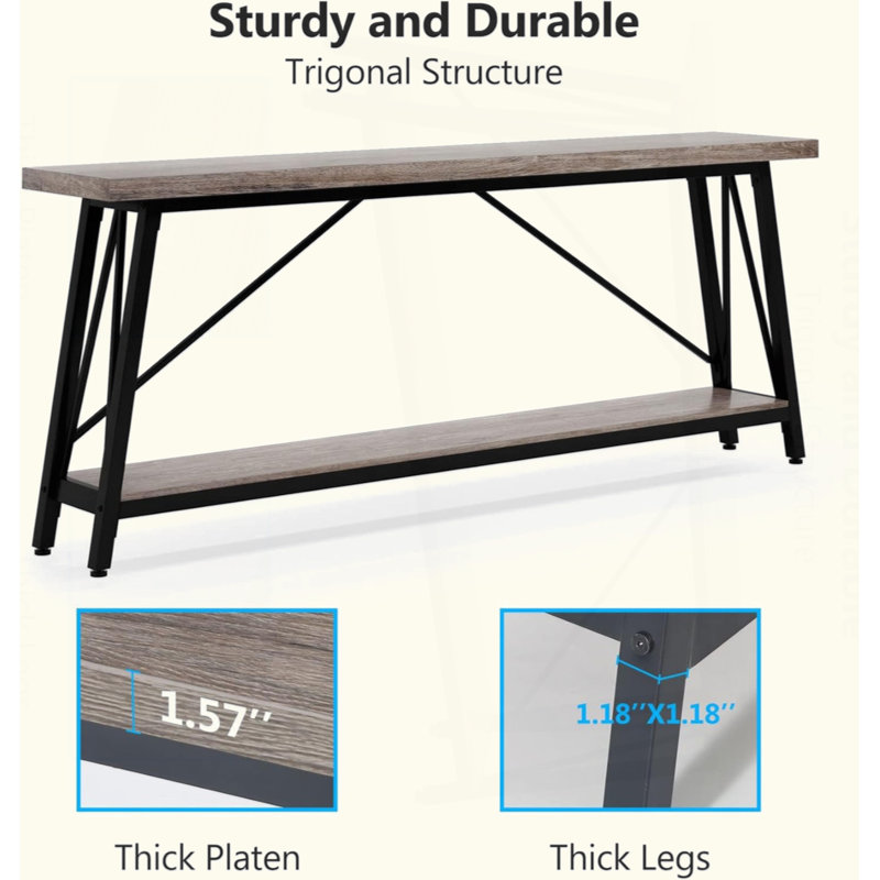 Table de canapé 70,9 po, Gris
