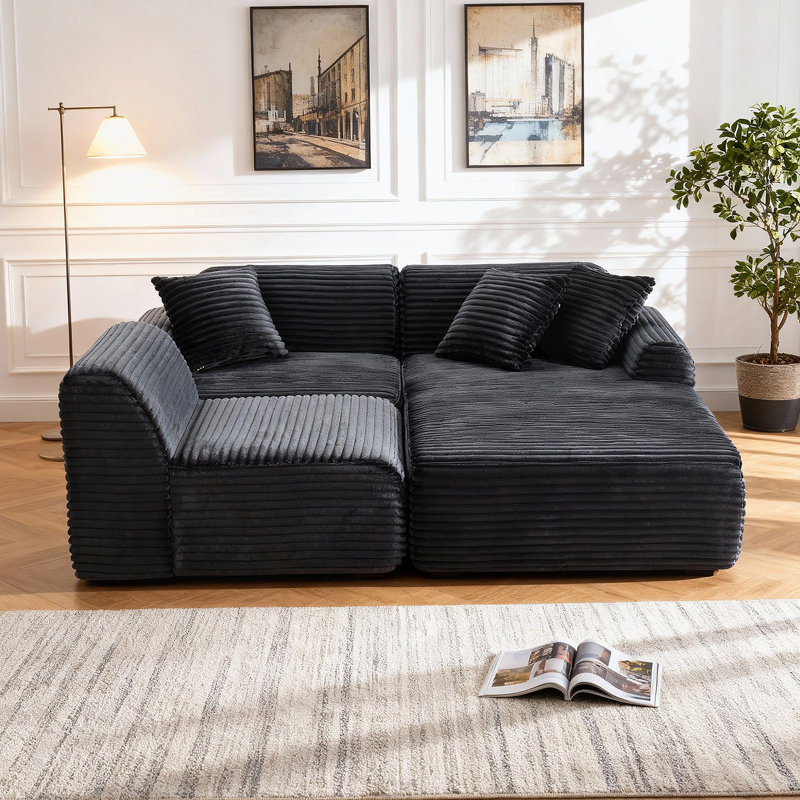 Canapé modulaire de 105 po avec housses détachables lavables et conception convertible en forme de L pour les salons modernes.