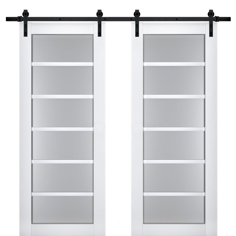Portes de grange en bois givré Veregio, 48 po x 96 po, Blanc