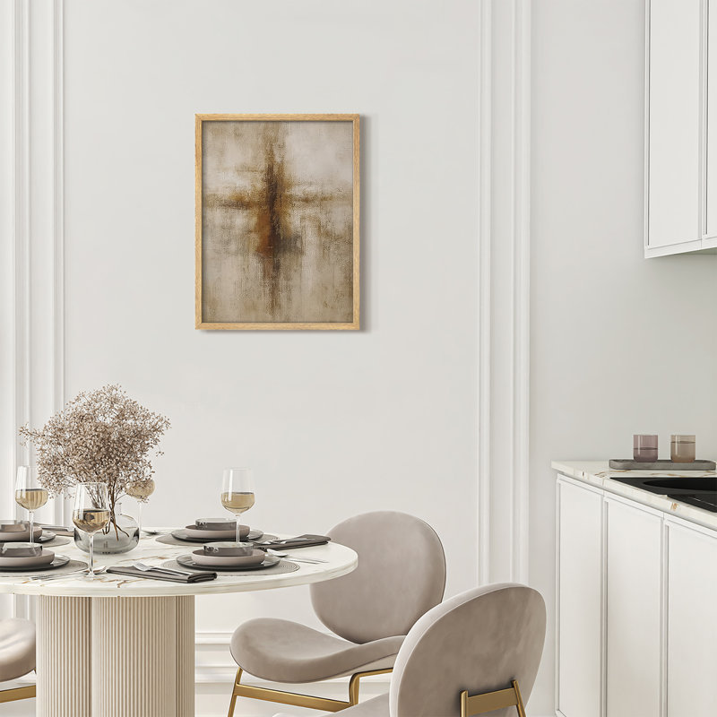 Reproduction d'art encadrée abstraite pour décoration intérieure moderne - 8 po x 10 po, H 10 po x l 8 po, Naturel