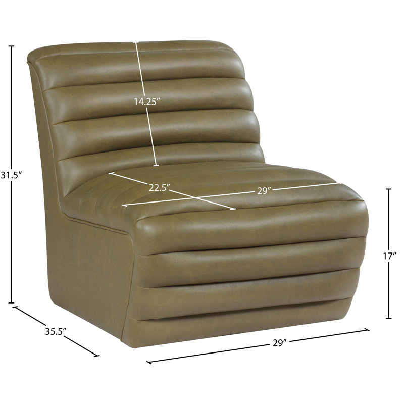 Fauteuil d'appoint en cuir Vega, Cuir olive végétalien