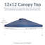Housse de toit en toile de remplacement pour toile d'ombrage 12 pi x 12 pi SunnyDaze Decor - Bleu-87377270-87377912