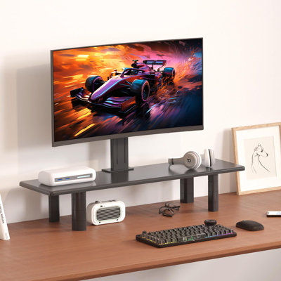 Dual Monitor Stand Riser, 32.28Inch Large Monitor Stands For 2 Monitors, Computer Monitor Stand, Wooden Desktop Oraganizer Shelf For Office Desk Computer,TV,Laptop