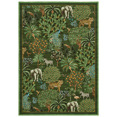 Tapis lavable pour salon, jeté de lit à motifs floraux et animaux de la jungle, pour chambre à coucher