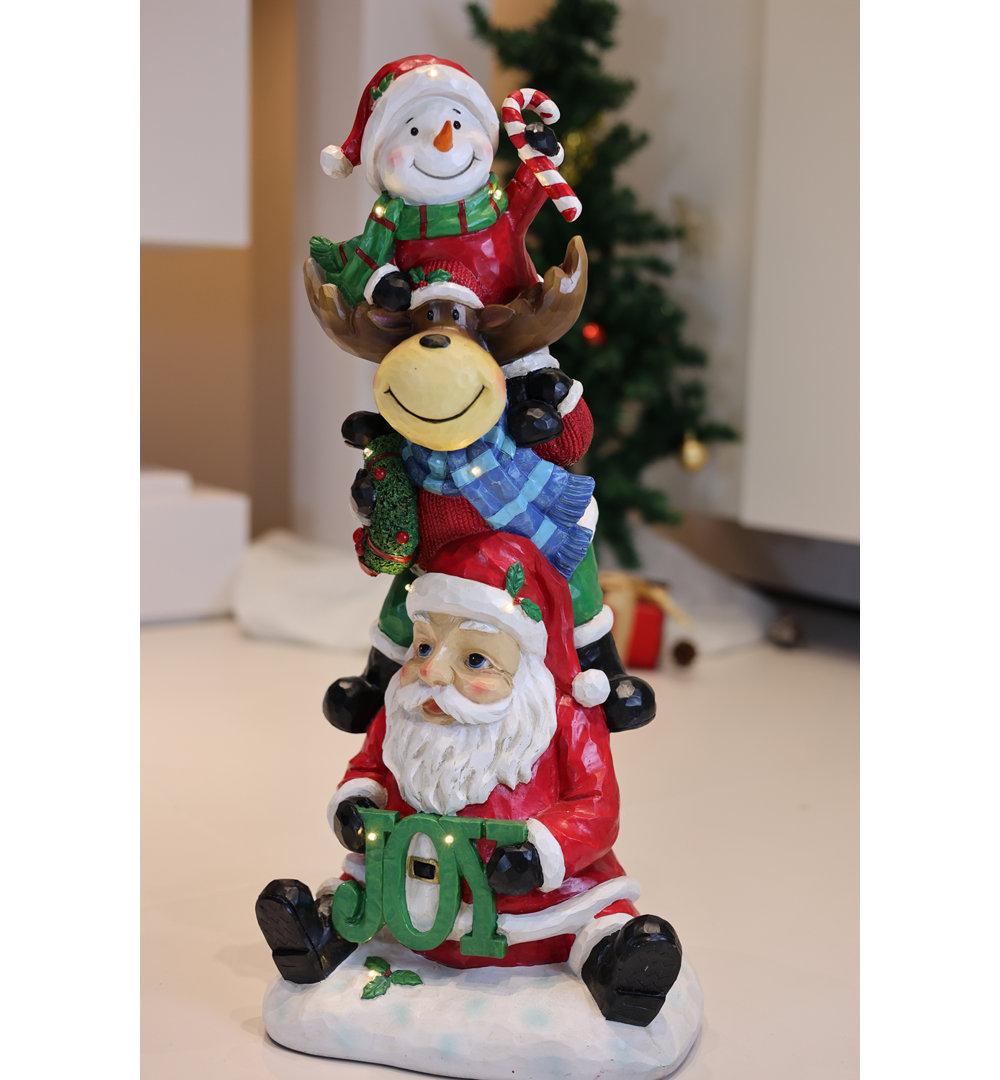 Stacking Snowman Elk Santa Christmas Decoration with LED Lights Battery Operated Indoor Use Only Hi-Line Gift Ltd.