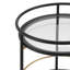 Chariot-bar rond moderne avec tablettes en verre trempé et accents dorés