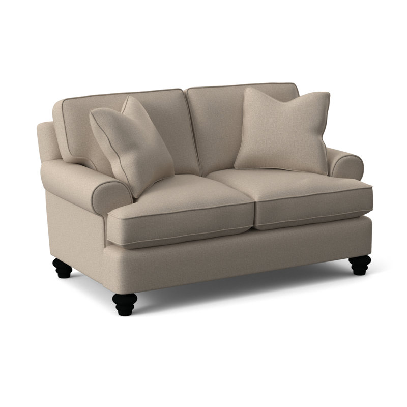 Lowell Upholstered 60'' Loveseat, Black Finish, Eggshell Crypton Performance; 0884-93