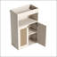 Armoire de rangement pour salle de bain avec 2 portes en rotin, autoportante avec tablette réglable et rangement ouvert pour la vie organisée