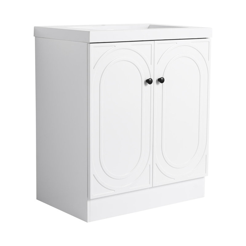Meuble-lavabo 30 po avec lavabo en résine, Noir, Blanc