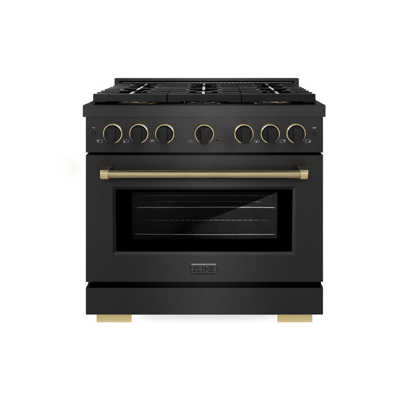 ZLINE Autograph 36" Paramount Dual Fuel Range w/ 6 Burners & Champagne Bronze Accents (SDRZ-36-CB), 5.2 cu ft, 6 burners