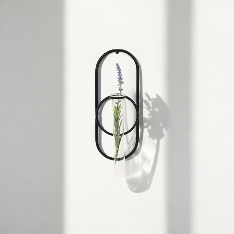 Sephra Metal Loop Glass Wall Planter, Black