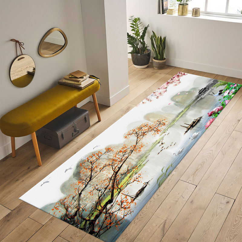 Soft Non-Woven Printed Rug Displaying an Intricate Geometric Pattern Ideal for Adding a Stylish Touch to Any Home Decor