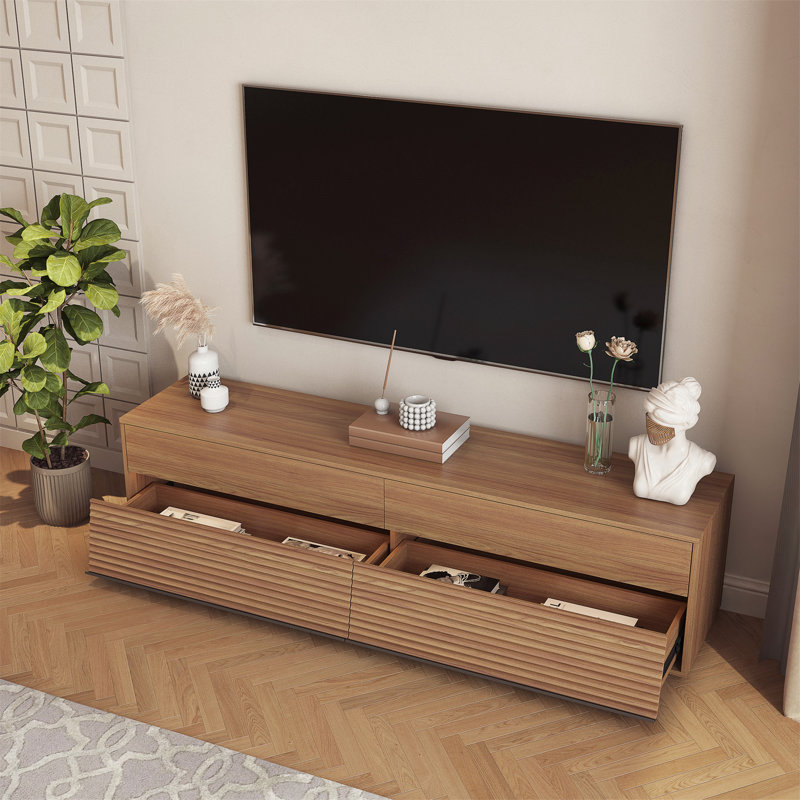 Meuble télé moderne flottant avec rangement multifonctionnel et DEL élégantes
