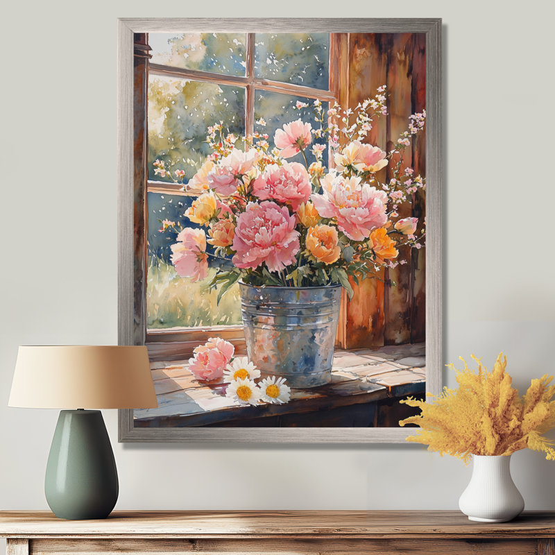 Alba - art mural floral, Argent argent, H 20 po x l 12 po, Reproduction encadrée sans passe-partout