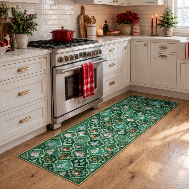 Tapis lavable antidérapant Laraven Christmas, Tapis de couloir 2 pi x 6 pi
