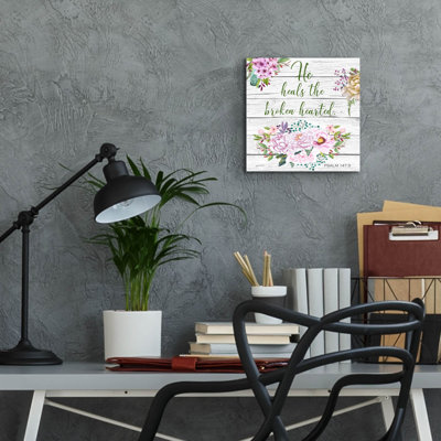 «Garden Florals Bible Verse B» par Jean Plout, art mural en verre acrylique, 12 po x 12 po