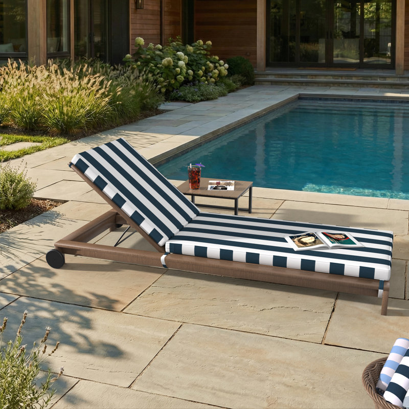 Outdoor Chaise Cushion With Sunbrella Fabric, 23" W x 75" D, Sunbrella® Refuge Indigo