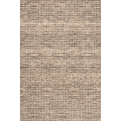 Katasha Checked Wool Brown Area Rug