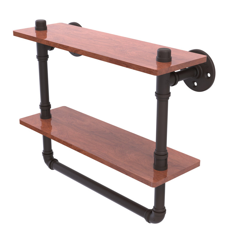 Bayer 2 Piece Solid Wood Shelf, 13.2" H x 16" W x 5.6" D, Oil Rubbed Bronze