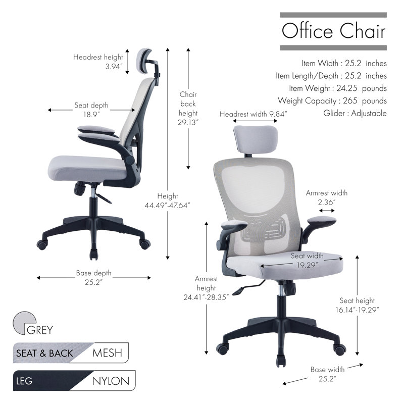 Chaise de bureau Jitender, gris
